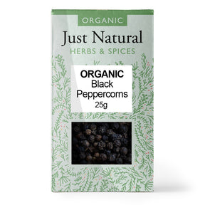 Organic Black Peppercorns (Box) 25g - Greenlands Health Store