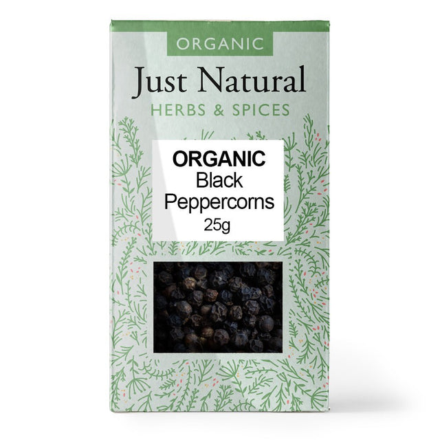 Organic Black Peppercorns (Box) 25g - Greenlands Health Store