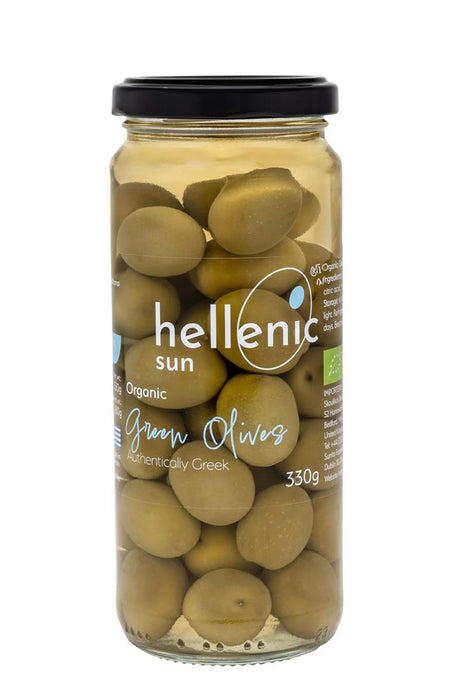 Hellenic Sun Organic Green Olives 330g - Greenlands Health Store