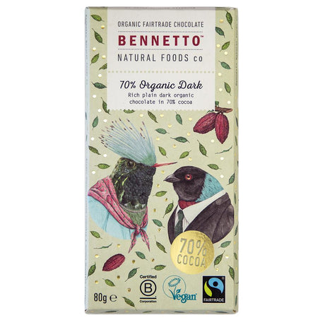 Organic Chocolate Bar 70% Dark 80g - Greenlands Health Store
