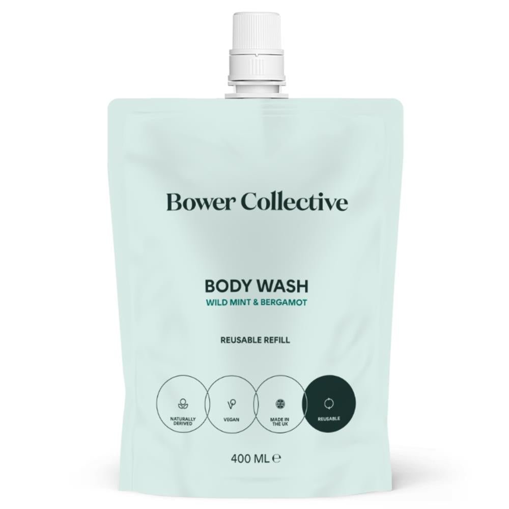 Wild Mint & Bergamot Bower Natural Body Wash Refill 400ml - Greenlands Health Store