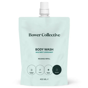 Wild Mint & Bergamot Bower Natural Body Wash Refill 400ml - Greenlands Health Store