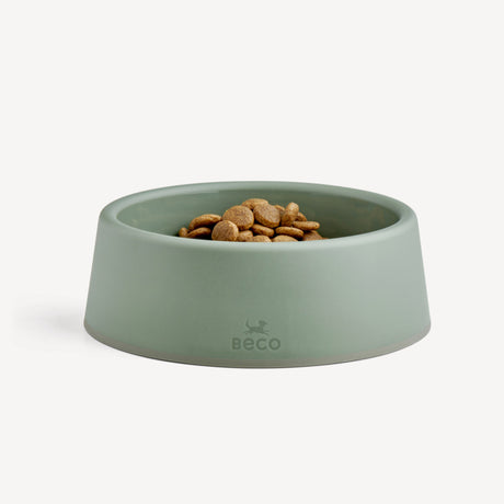 A sturdy food and water dog bowl. Olive Green. 1 large bowl - Greenlands Health Store