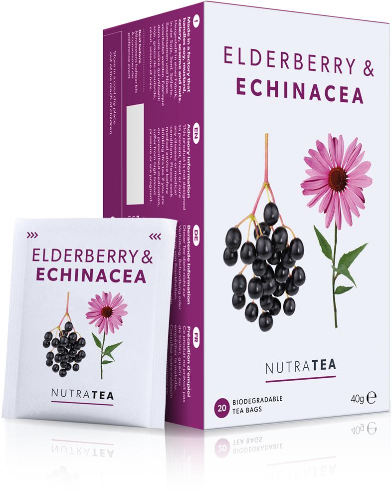 Nutra Elderberry & Echinacea - 20 Herbal Tea Bags - Greenlands Health Store