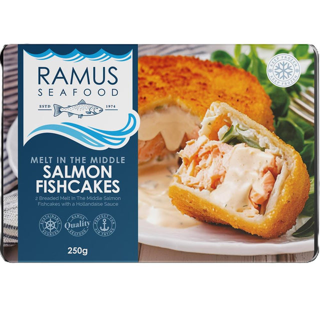 Ramus Seafood Frozen Melt in the Middle Salmon Fishcakes 250g - Greenlands Health Store