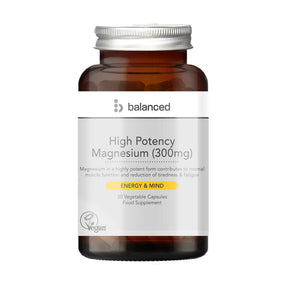 High Potency Magnesium (300mg) 30 Veggie Caps - Reusable Bottle - Greenlands Health Store