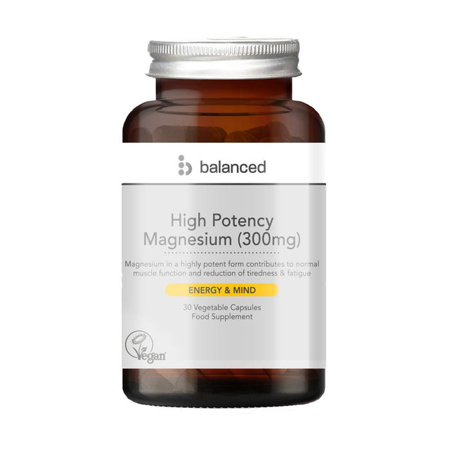 High Potency Magnesium (300mg) 30 Veggie Caps - Reusable Bottle - Greenlands Health Store