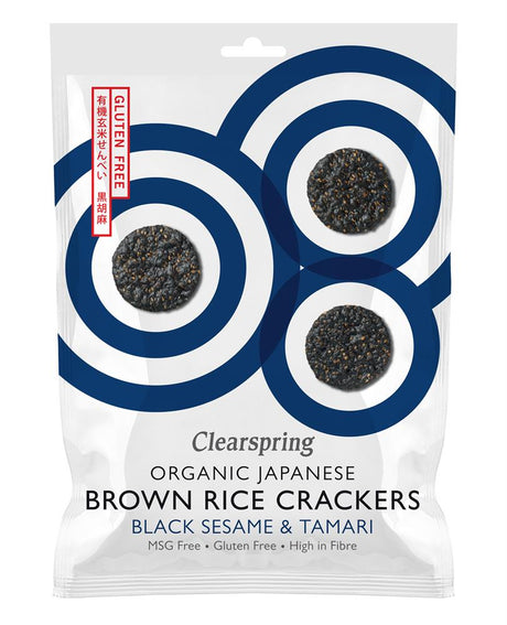 Organic Brown Rice Crackers - Black Sesame 40g - Greenlands Health Store