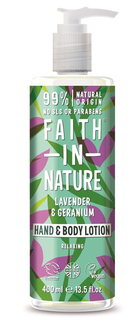 Faith in Nature Lavender & Geranium Hand & Body Lotion 400ml - Greenlands Health Store