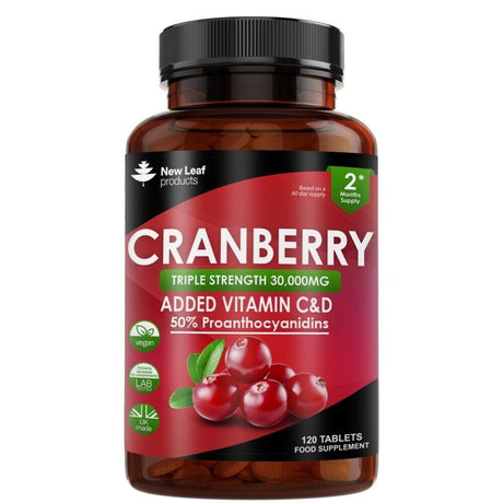 Cranberry Tablets + Vitamin C & D 30000mg 120 tablets - Greenlands Health Store