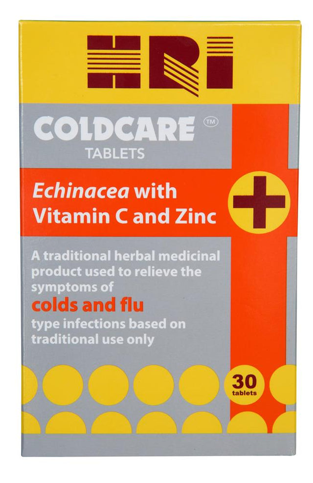 HRI Coldcare tablets 30s: Echinacea with Vitamin C and Zinc - Greenlands Health Store