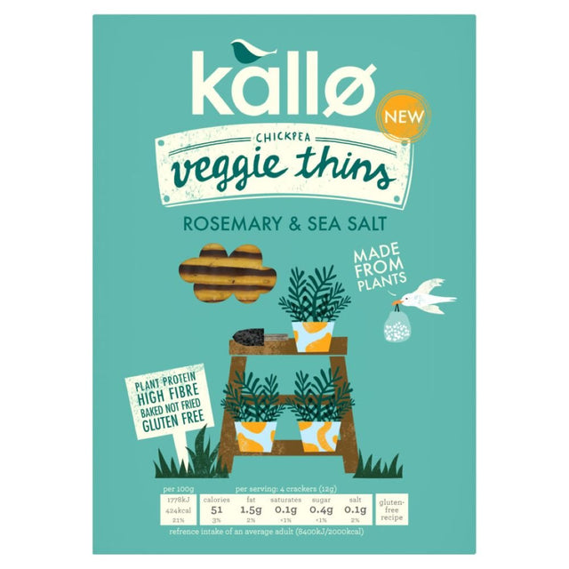 Kallo Rosemary and Sea Salt Veggie Thins 100g - Greenlands Health Store