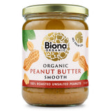 Biona Organic Peanut Butter Smooth Unsalted 500g - Greenlands Health Store
