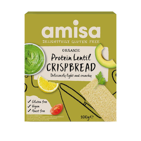 Amisa Organic Crispbread - Protein Lentil GF 100g - Greenlands Health Store