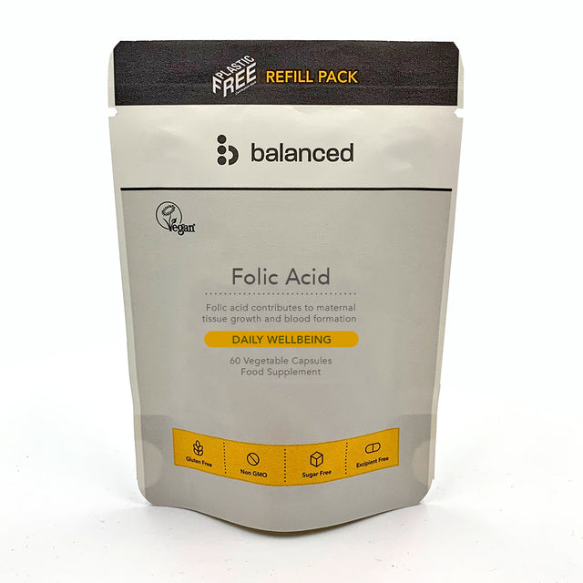 Folic Acid 60 Veggie Caps - Refill Pouch - Greenlands Health Store