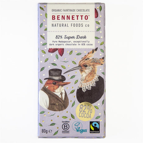 Organic Chocolate Bar 82% Super Dark 80g - Greenlands Health Store