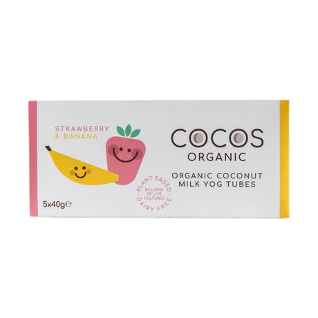 Organic Strawberry and Banana Coconut Milk Yog Tubes 5 x 40g - Greenlands Health Store