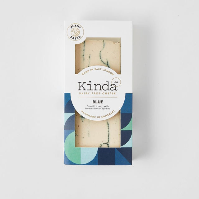 Kinda Co Vegan Spirulina Blue Cheese Block 120g - Greenlands Health Store