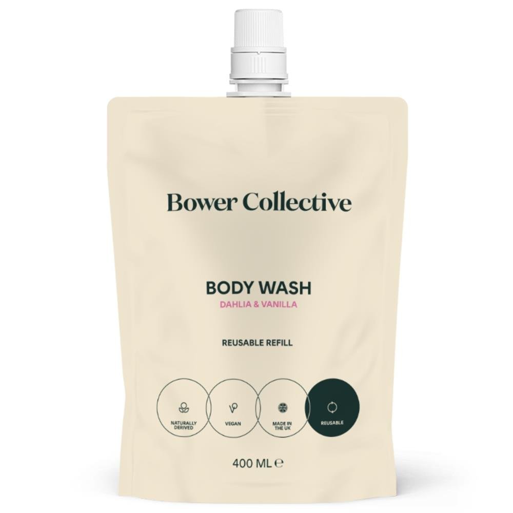 Dahlia & Vanilla Bower Natural Body Wash Refill 400ml - Greenlands Health Store