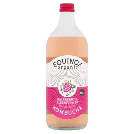 Equinox Organic Raspberry & Elderflower Kombucha 750ml - Greenlands Health Store