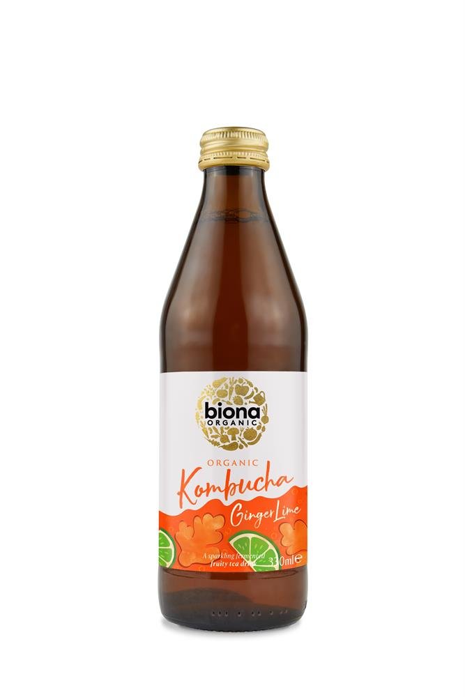 Biona Organic Kombucha Ginger & Lime 330ml - Greenlands Health Store