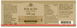 Solgar® Folacin (Folic Acid) 400 µg Tablets - Greenlands Health Store