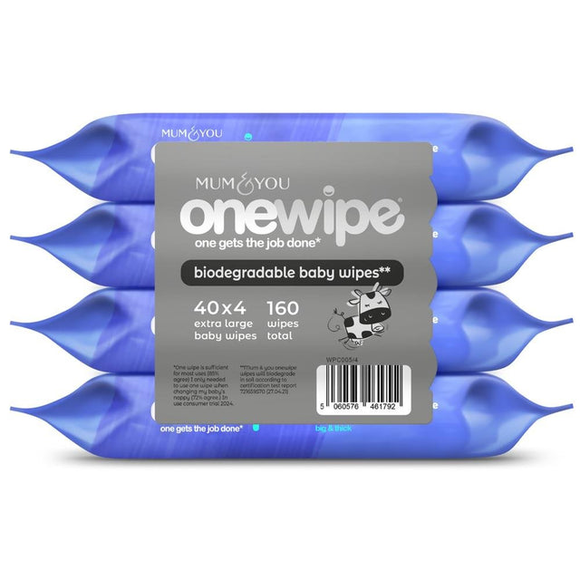 Onewipe Extra large big & thick biodegradable wipes (160 wipes) - Greenlands Health Store