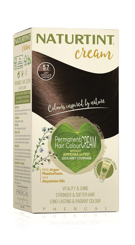 Hair Colour Cream 5.7 Light Chocolate Chestnut 155ml - Greenlands Health Store