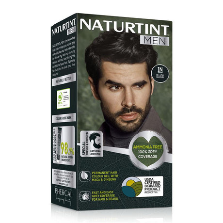 Naturtint Men Permanent Hair Colour Gel Black 1N 170ml - Greenlands Health Store