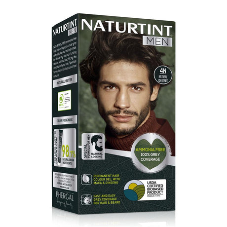 Naturtint Men Permanent Hair Colour Gel Natural Chestnut 4N 170ml - Greenlands Health Store