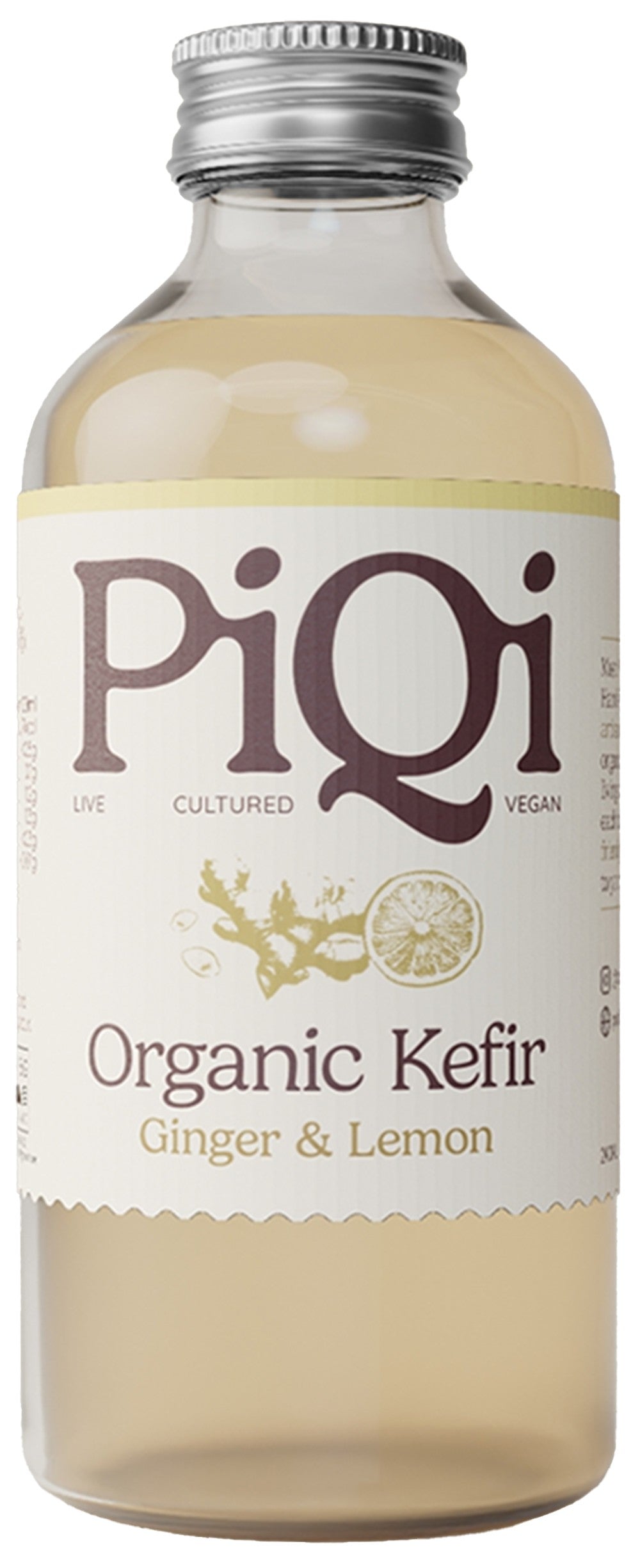 PiQi Organic Fermented Water Kefir Ginger & Lemon 240ml - Greenlands Health Store