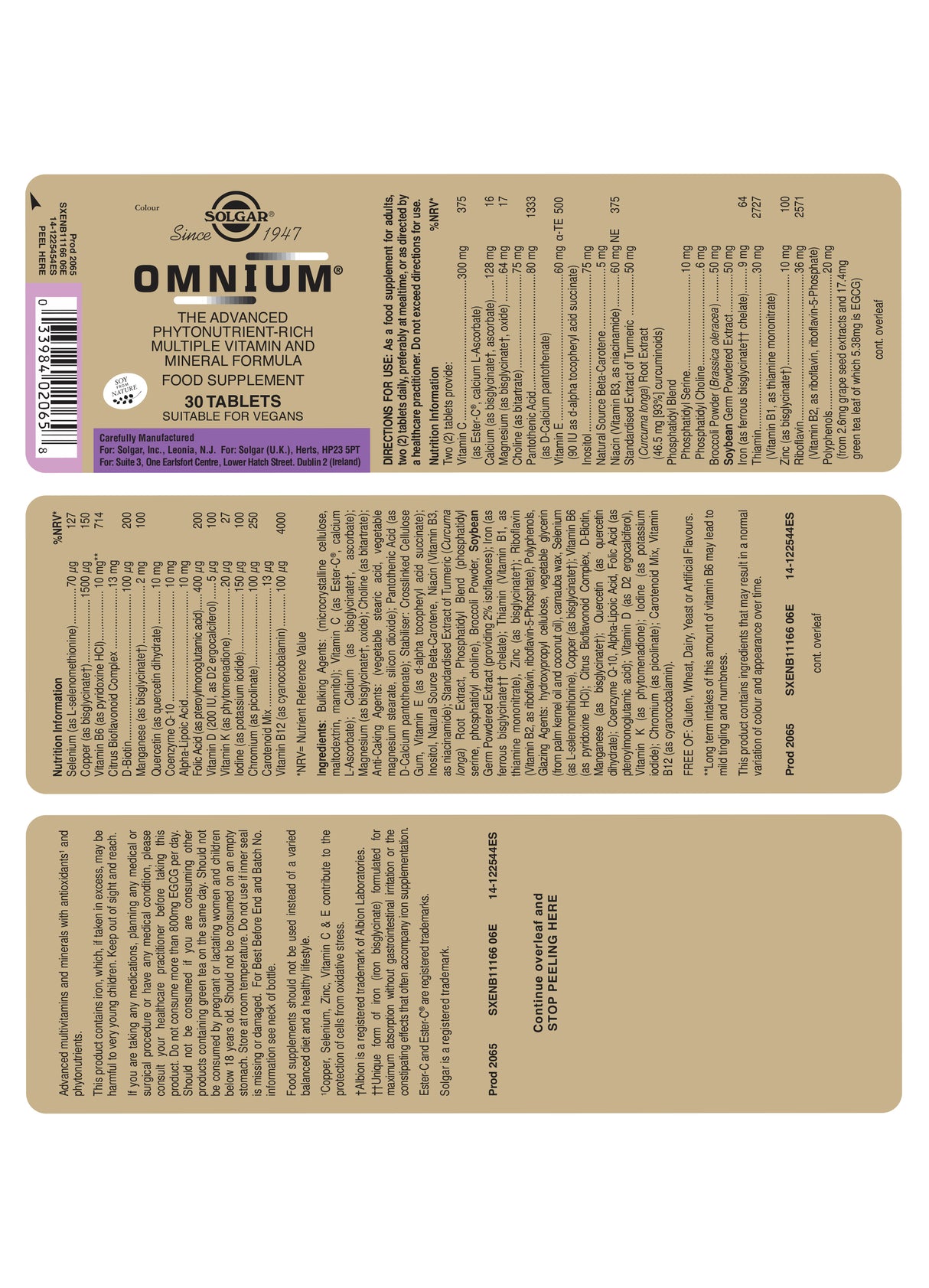 Solgar® Omnium Tablets - Greenlands Health Store