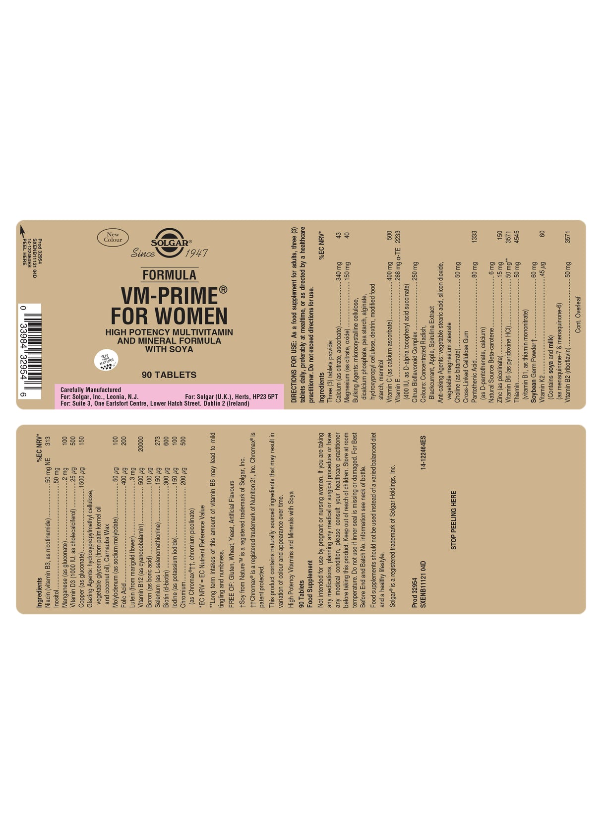 Solgar® Formula VM-Prime for Women Tablets - Pack of 90 - Greenlands Health Store