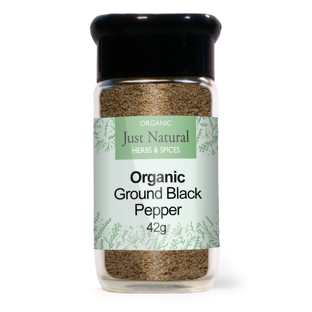 Organic Ground Black Pepper (Glass Jar) 42g - Greenlands Health Store