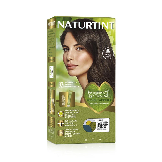 Permanent Hair Colourant Natural Chestnut 4N 170ml - Greenlands Health Store