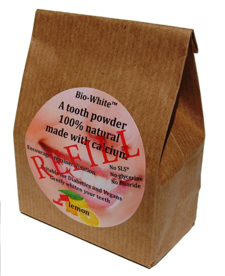 Organic Tooth Powder Lemon refill in a paper bag (no plastic) 35g - Greenlands Health Store