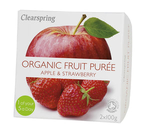 Organic Fruit Puree Apple/Strawberry (2x100g) - Greenlands Health Store