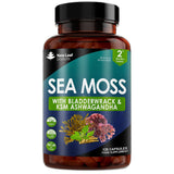 Sea Moss + Bladderwrack & KSM Ashwagandha 120 Vegan Capsules - Greenlands Health Store