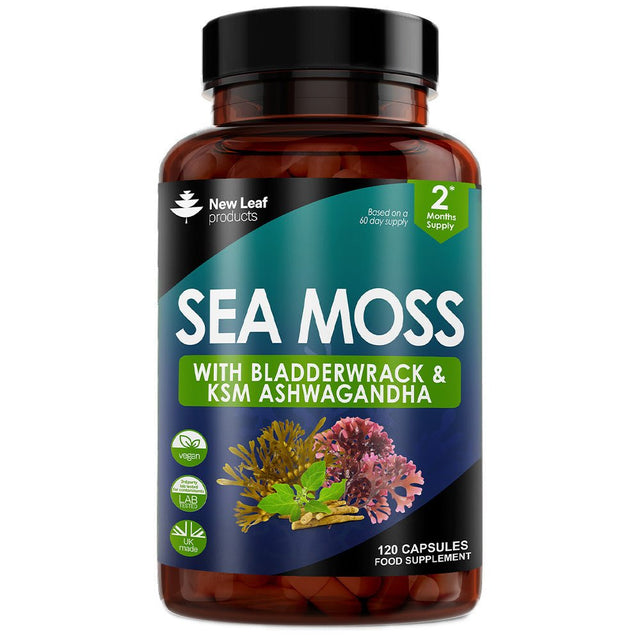 Sea Moss + Bladderwrack & KSM Ashwagandha 120 Vegan Capsules - Greenlands Health Store