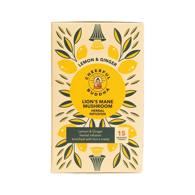 Cheerful Buddha Lion's Mane Lemon and Ginger Tea 15 Tea Bag - Greenlands Health Store