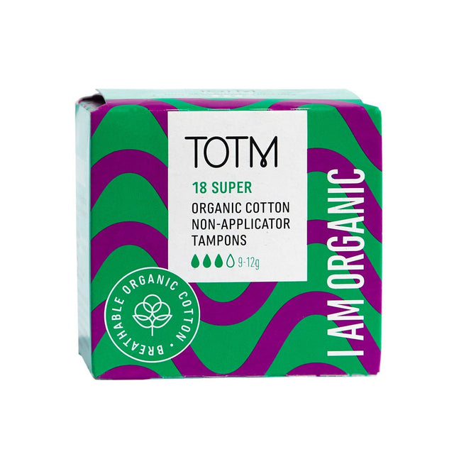 TOTM Organic Tampons - Non - App Super 18 Per Box Case of 24 - Greenlands Health Store