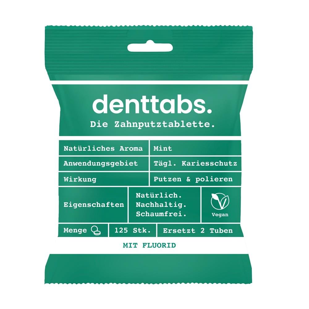 Denttabs Toothtablets Mint - 125 Pieces with fluoride - Greenlands Health Store