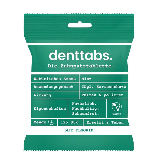 Denttabs Toothtablets Mint - 125 Pieces with fluoride - Greenlands Health Store