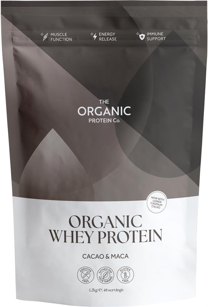 Raw Cacao & Maca Organic Whey Protein Powder 1.2 kg - Greenlands Health Store