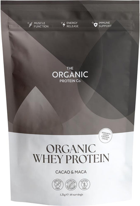 Raw Cacao & Maca Organic Whey Protein Powder 1.2 kg - Greenlands Health Store