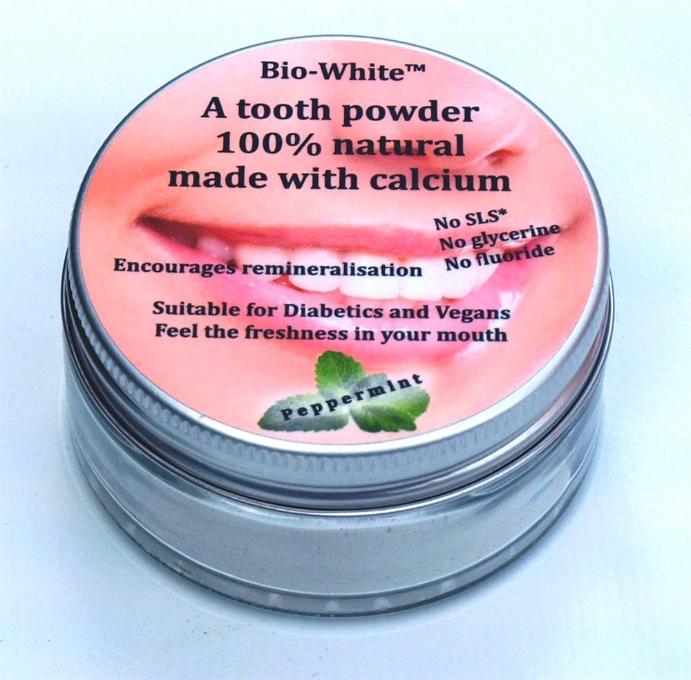 Organic Tooth Powder Peppermint in a glass jar - (plastic free). - Greenlands Health Store