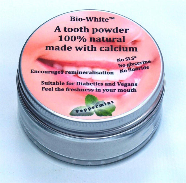 Organic Tooth Powder Peppermint in a glass jar - (plastic free). - Greenlands Health Store