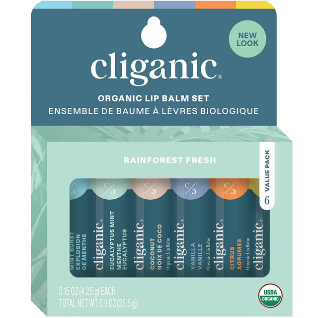 Cliganic Organic Lip Balm Set 6pk - Greenlands Health Store
