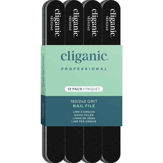 Cliganic 12 Pack Nail File Set: 180/240 Grit - Greenlands Health Store