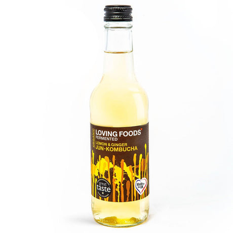 Organic Lemon & Ginger Jun - Kombucha 330ml Bottle - Greenlands Health Store